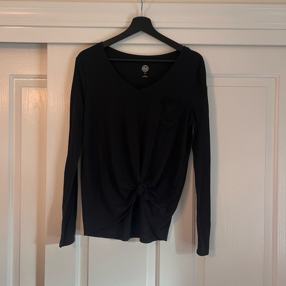 SO Black Long Sleeve Women's Tee with Knot